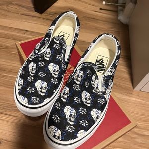 Classic Vans Slip Ons Flash Skulls Men 6.0 Women 7.5 New